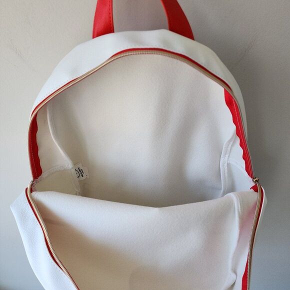 Hello Kitty White Kids Backpack | Faux Leather Red Straps Zipper Pocket | NEW - Picture 3 of 8